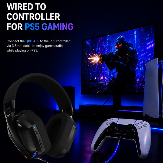 QRD A55 2.4GHz Wireless Gaming Headset for PS5/PS4/Switch/PC/iOS/Android