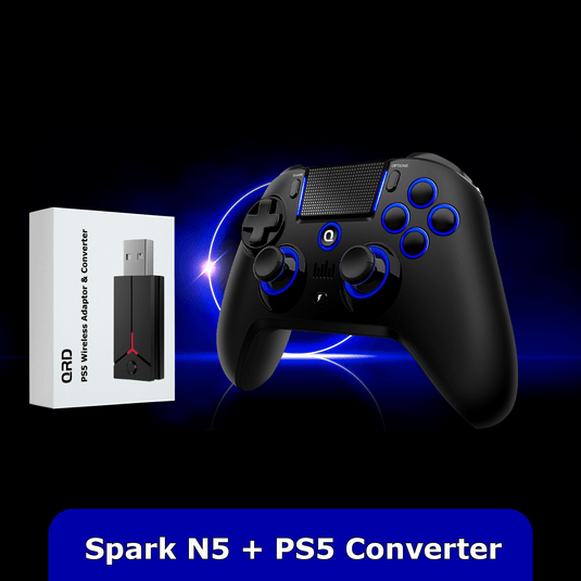 QRD SPARK N5 wireless PS5 controller bundle, PS5 adaptor converter