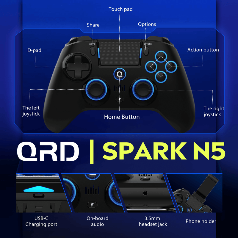 Load image into Gallery viewer, QRD Spark N5 hall effect wireless PS4/PS5 controller
